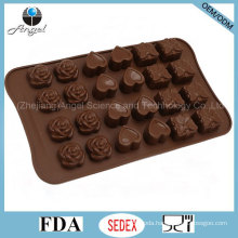 24-Cavity Rose, Love and Gift Box Silicone Cake Tool Si25